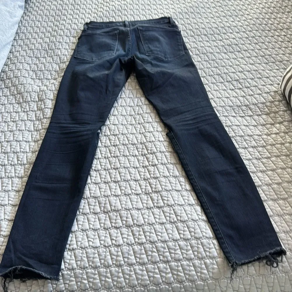 Frame Denim Le High Skinny Sterling Dark Wash Distressed Knee Jeans Sz 25